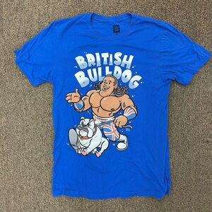 WWE British Bulldog Graphic Tee - Blue with White and Red Accents